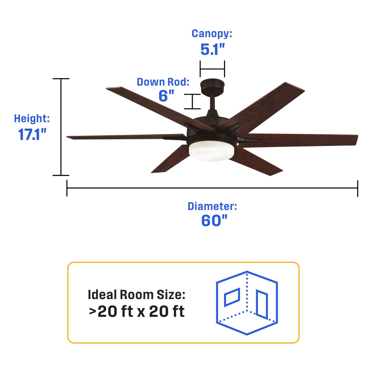 Westinghouse 74002B00 Cayuga Smart Ceiling Fan, 60-Inch, Black Bronze