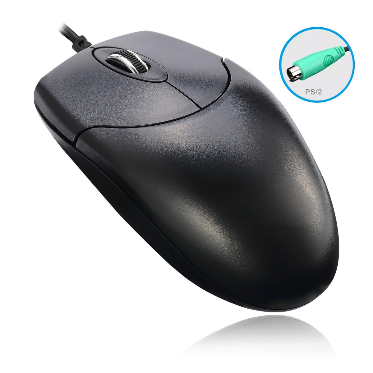 Adesso 3 Button Desktop PS/2 Optical Scroll Mouse, Black
