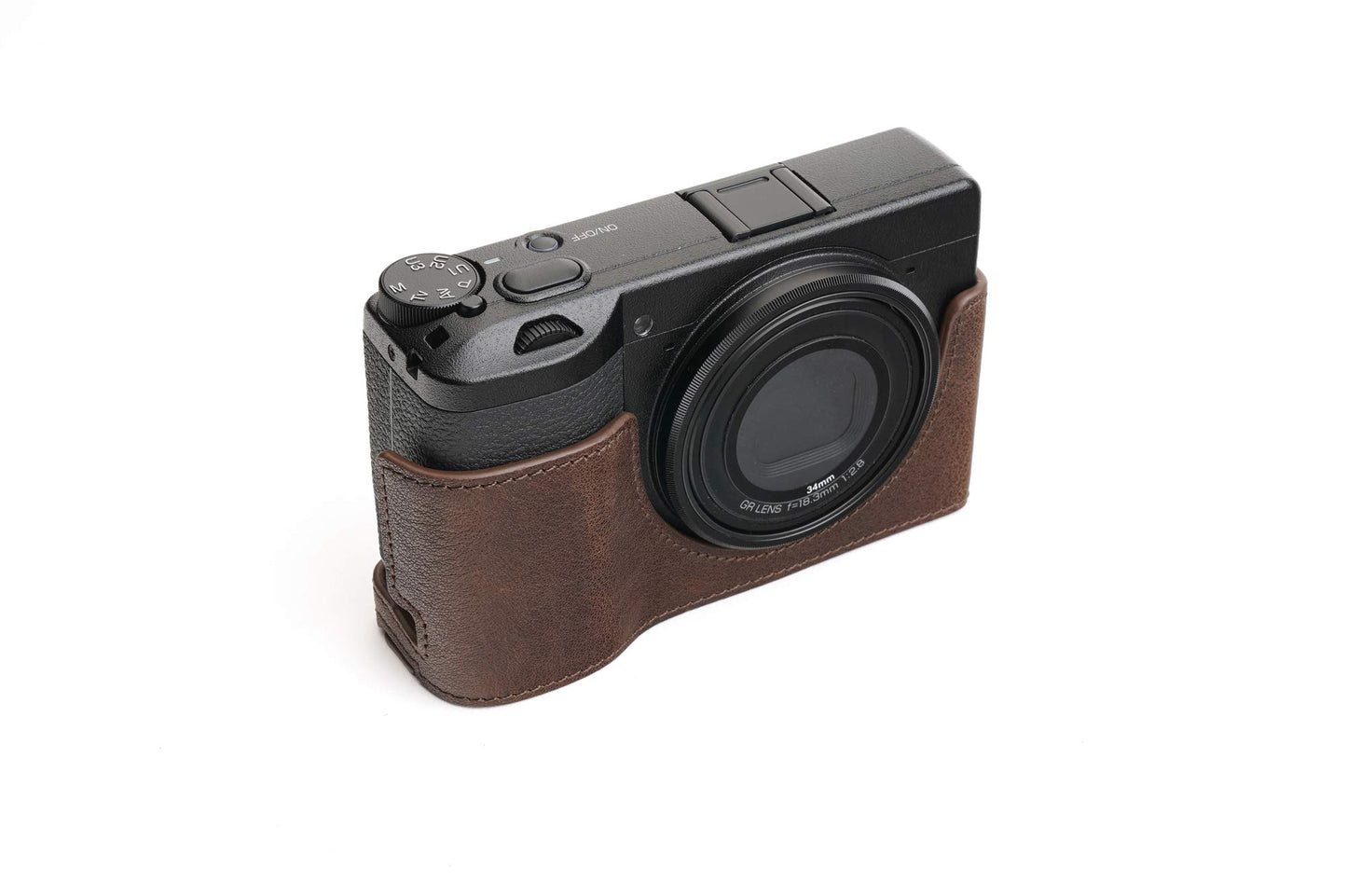 GR III Camera Case, BolinUS Handmade Genuine Real Leather Half Camera Case Bag Cover for Ricoh GR III GR3 Camera Bottom Opening Version + Hand Strap