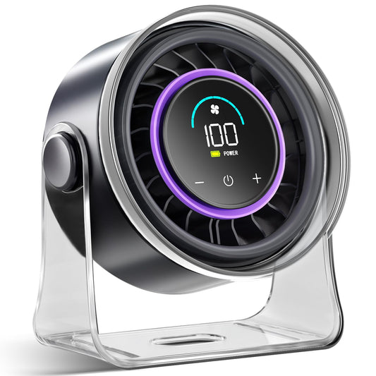 FRONTSUN Portable Desk Fan,Quiet Fan for Bedroom,Portable Fan withTurbo Airflow,Fans with 100 Speeds Digital Display, 360° Tilt,Rechargeable Battery