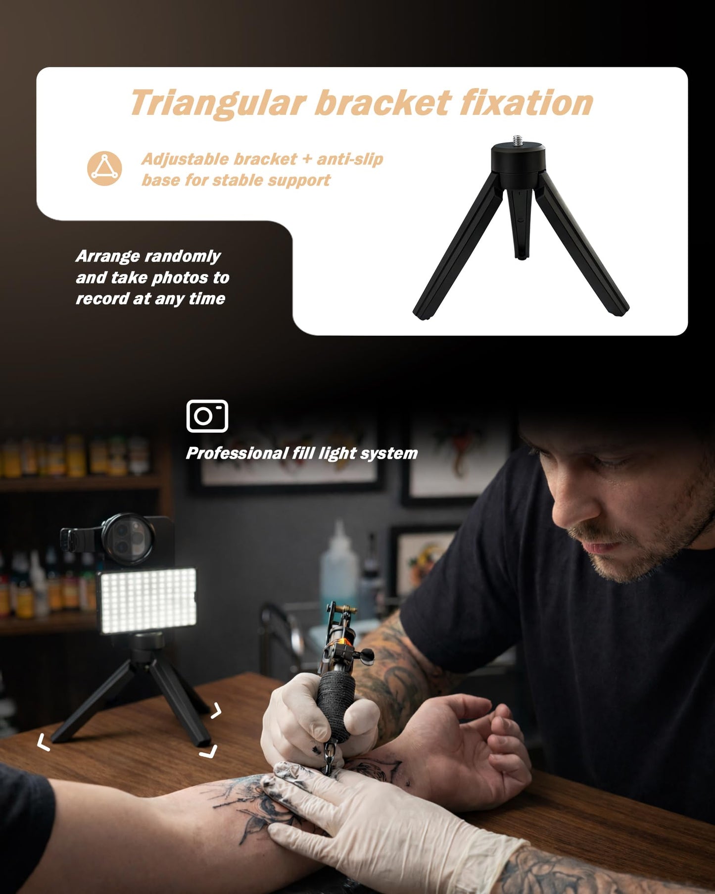 INKSOUL Tattoo Light Kit Tattoo Equipment and Supplies Tattoo Photography Video Lights Anti-3.0 Glare Kit 120 LED Beads?12W? Brighter and Lighter