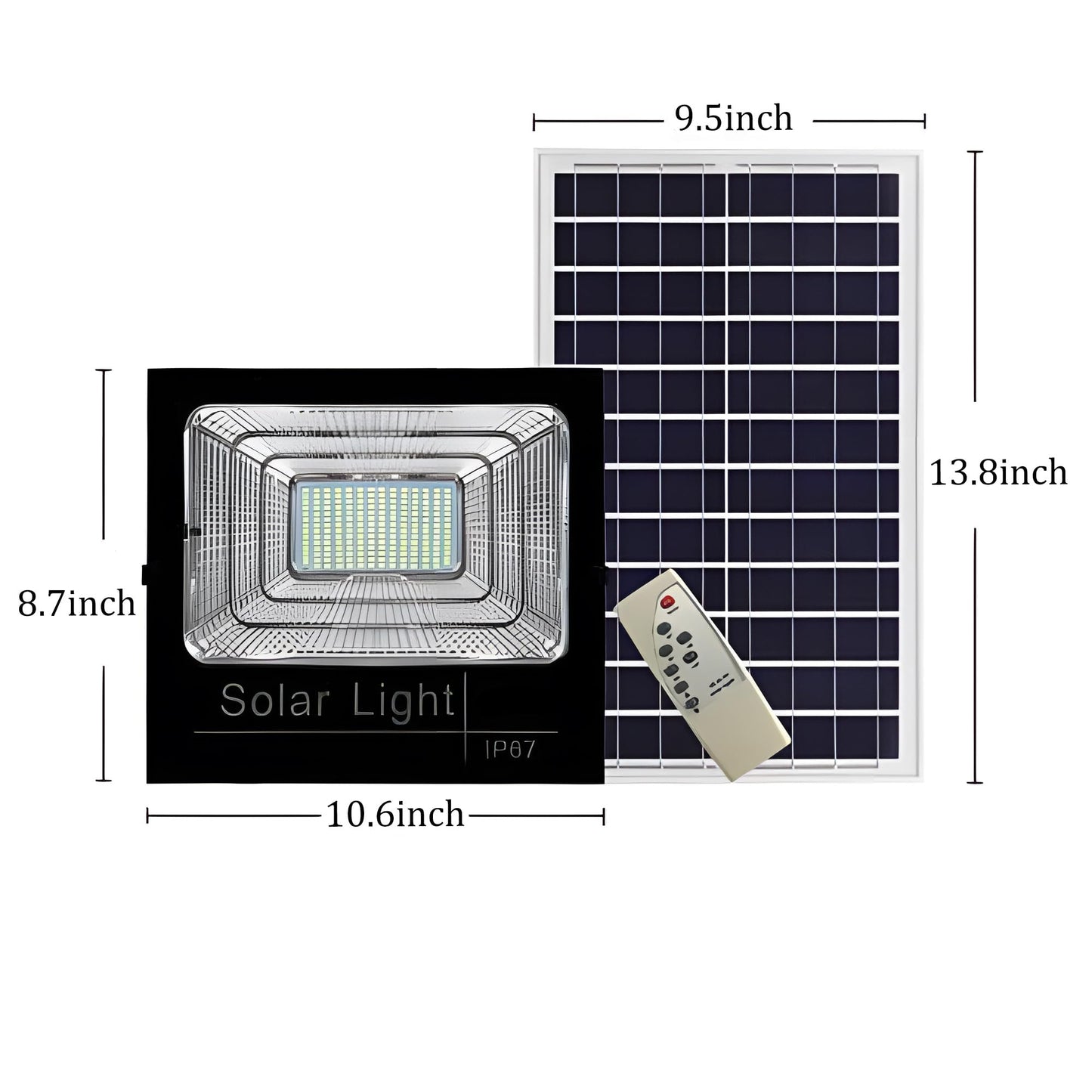 DuBom 100w to 800w 6500K Solar Flood Light Outdoor Remote, IP67 Waterproof Solar Power Security Light Auto On/Off, Dusk to Dawn for Yard, Gazebo