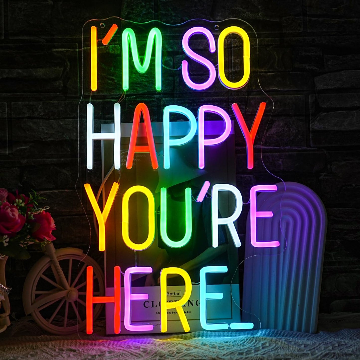LULANMP I'm So Happy You're Here Neon Sign Letter Neon Lights up Signs Dimmable Positive Affirmation LED Light for Kids Room Welcome Signs