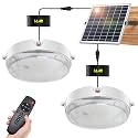 Malitupy Solar Shed Lights Indoor Outdoor 2 Pack, Brighter & Tricolor & Daytime Ceiling Light with ON/Off Switch & Remote, Dimmable Waterproof Solar