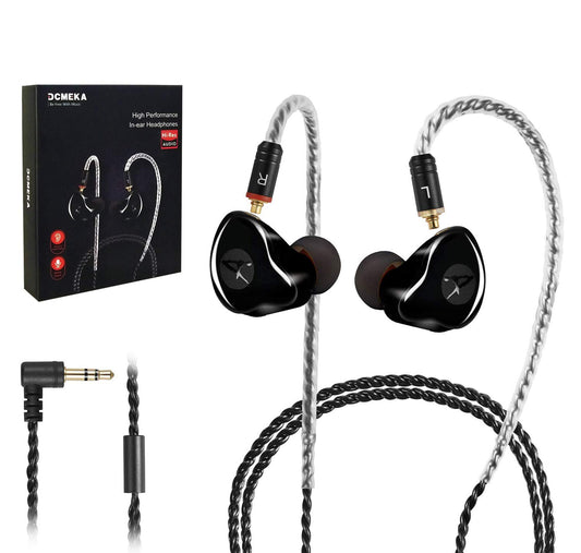 DCMEKA in Ear Monitor Headphones, HiFi Stereo IEM Earphones, Dynamic Dual Driver Wired Earbuds with Detachable Cable, Noise Canceling Headset