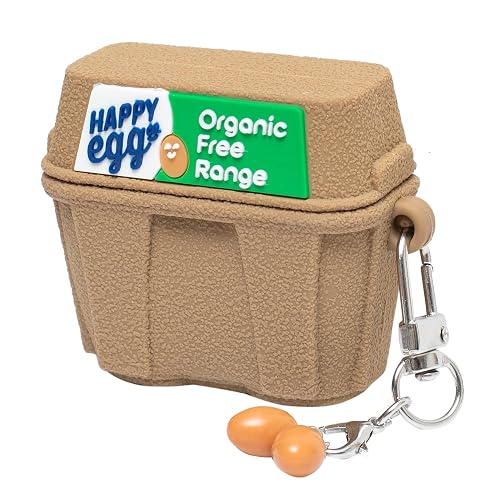 WONJOY Cute 3D Egg Box Case for AirPods 4, Funny Cartoon Silicone Shockproof Cover with Keychain for Men Women Girls Boys (Egg Box)