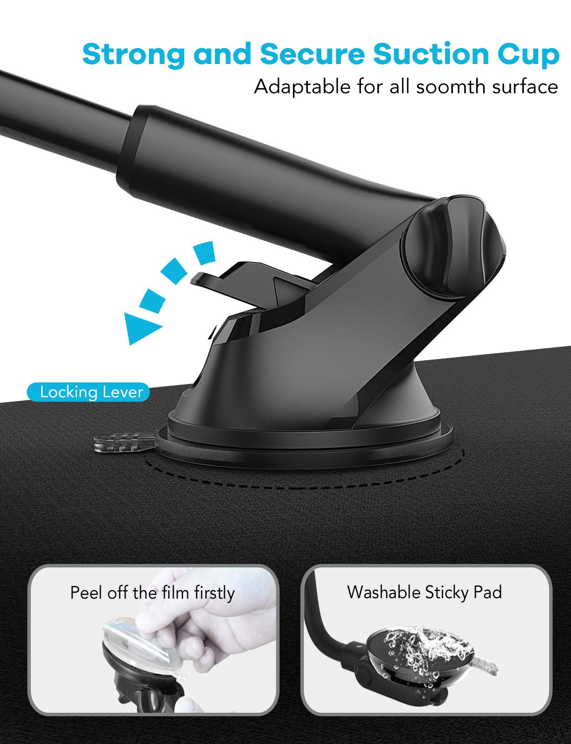 OQTIQ Replacement Suction Cup Mount Part, with Replacement Dashboard Pad Disc, 17.2mm Ball Joint Suction Cup with Adhesive Mounting Disk for Phone