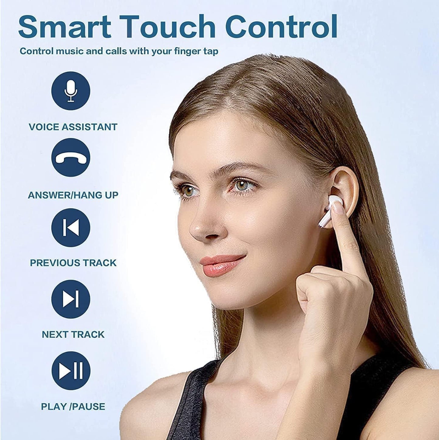BGAVENROL Wireless Earbuds Bluetooth 5.3 Headphones, HiFi Stereo Ear Buds with ENC Noise Canceling Charging Case, IPX7 Waterproof in-Ear Earphones