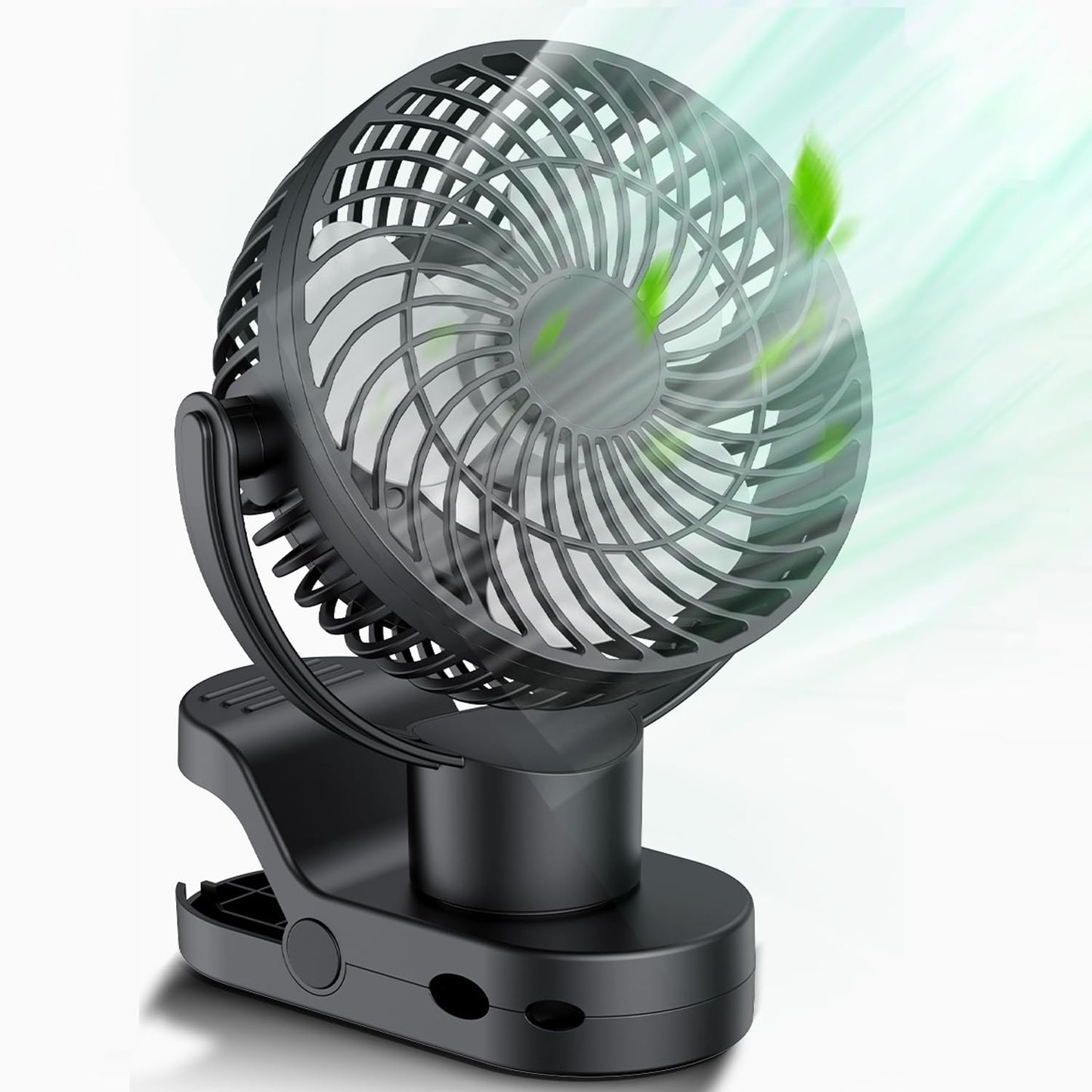 Dainlin Clip on Fan Rechargeable 10000mAh Auto Oscillating Portable Fan with Remote & LED Lights USB/Desk/Camping/Golf Cart Accessories 3-Speed Super