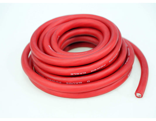 Absolute USA P025RD 25 Feet 0 Gauge Ultra Flexible Soft Touch Clear Red 0-Gauge True Int. Spec Amplifier Amp Power Ground Wire Cable