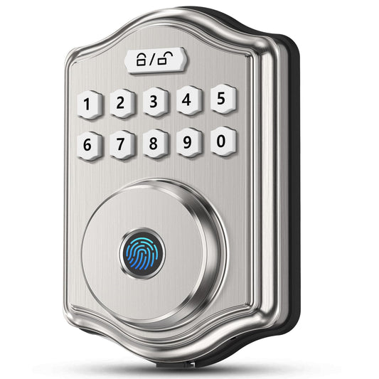 52HZ Fingerprint Door Lock, Keyless Entry Door Lock with Code, Voice Guidance Electronic Keypad Deadbolt Smart Locks for Front Door, Anti-Peeping