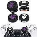 Playrealm FPS Thumbstick Extender x 2 & Printing Rubber Silicone Grip Cover x 4 for PS5 & PS4 Controller (Ghost White&Demon Purple)