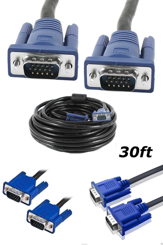 CableVantage HD15 15Pin VGA Male to Male VGA Cable for TV Computer Monitor Blue for TV Computer Monitor Extension Cable Gold Plated DB15 VGA Male