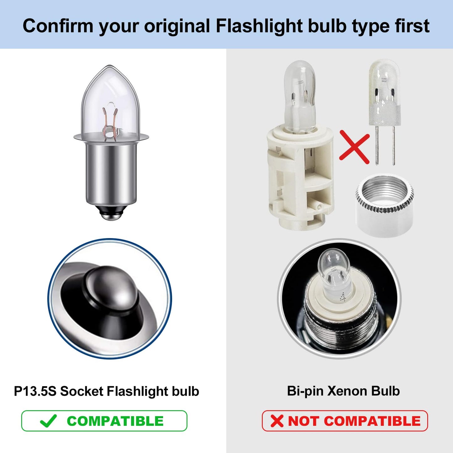 TRLIFE Maglight LED Bulb, Maglight Bulb Replacement for 3-16 C&D Cells Flashlight, 3W Maglight LED Converter Replacement Bulbs for 4V 5V 6V 12V 18V