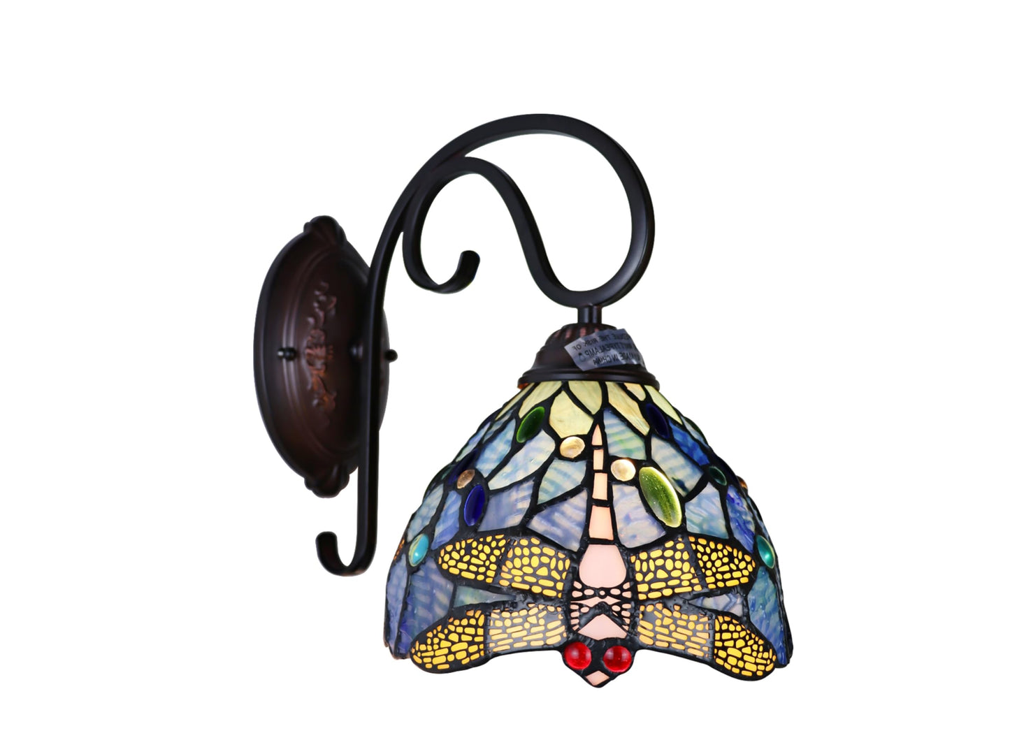 Chloe Lighting SUNNIVA Dragonfly Tiffany-Style Dark Bronze 1 Light Wall Sconce 8" Wide
