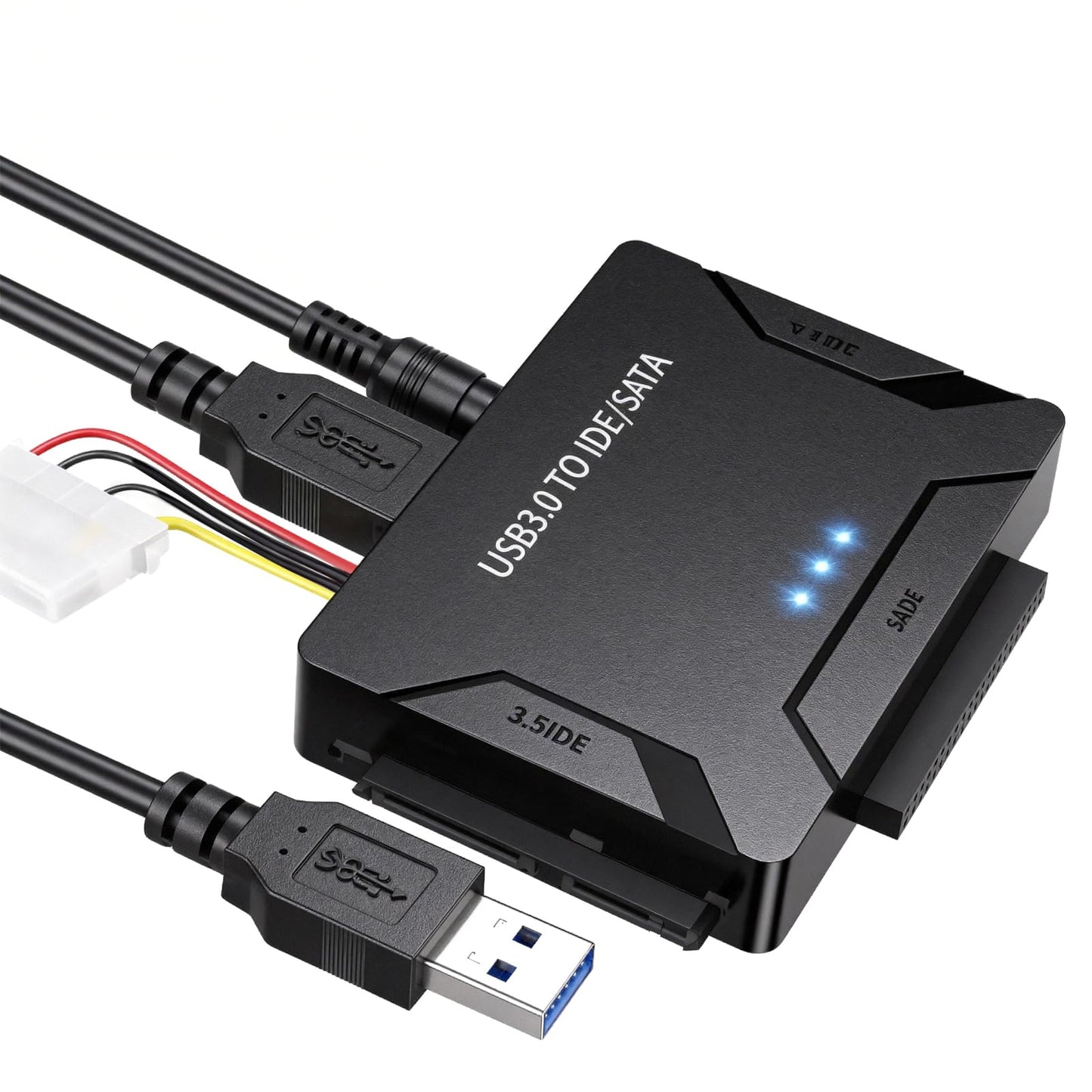 USB 3.0 to IDE SATA Adapter Hard Drive Reader, Type C USB to External Hard Drive Disk HDD Converter Kit for Universal 2.5/3.5 HDD SSD with Power