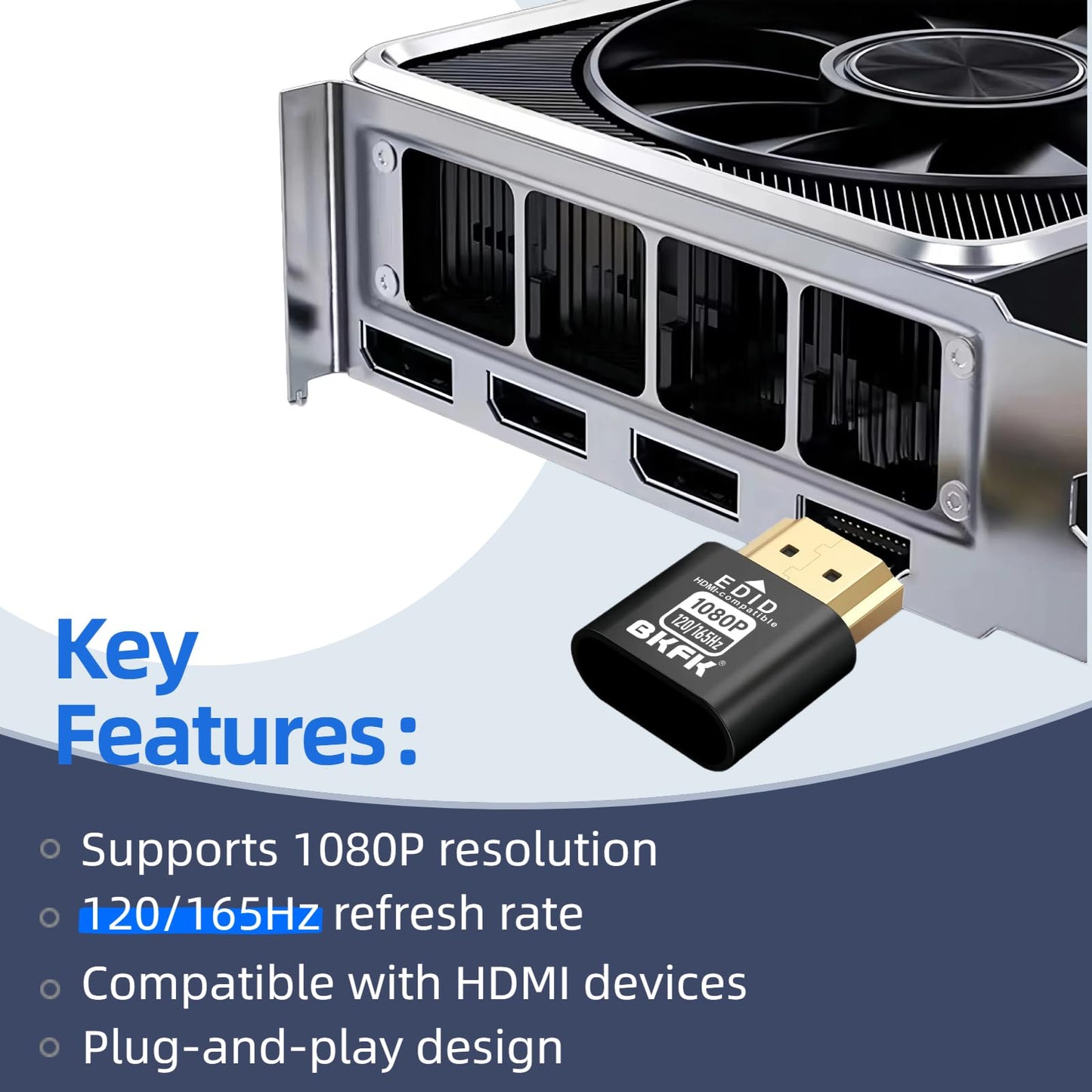 BKFK HDMI Dummy Plug 4K HDR,Virtual Monitor EDID Emulator, Headless Display Adapter,Headless hdmi Adapter Dummy?Supports up to 4k@60Hz,1080@120Hz