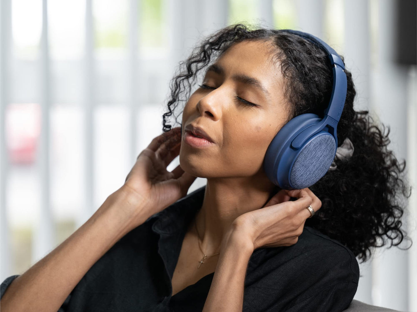 Made for Amazon, Active Noise Cancelling Bluetooth Headphones with Built-in Microphone | Blue
