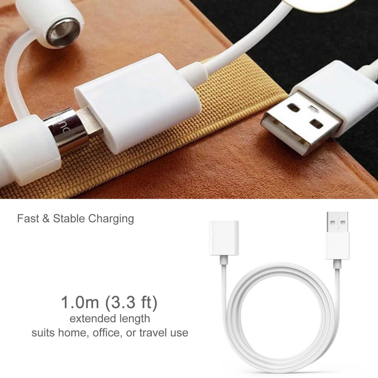 Fidioto (2 Pack 3.3Ft) Designed for Pencil 1st Gen! iPencil Charging Adapter 20 Mins Full Charge for iPhone 1 Pen Gen, No Need to Transfer, Plug
