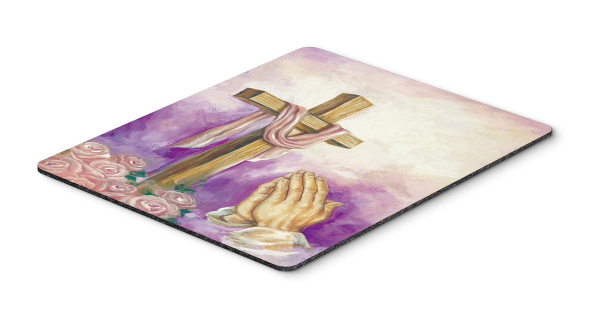 Caroline's Treasures APH2810MP Easter Cross with Praying Hands Mouse Pad, Hot Pad or Trivet for Home Office Gaming Working Computers Laptop Mouse