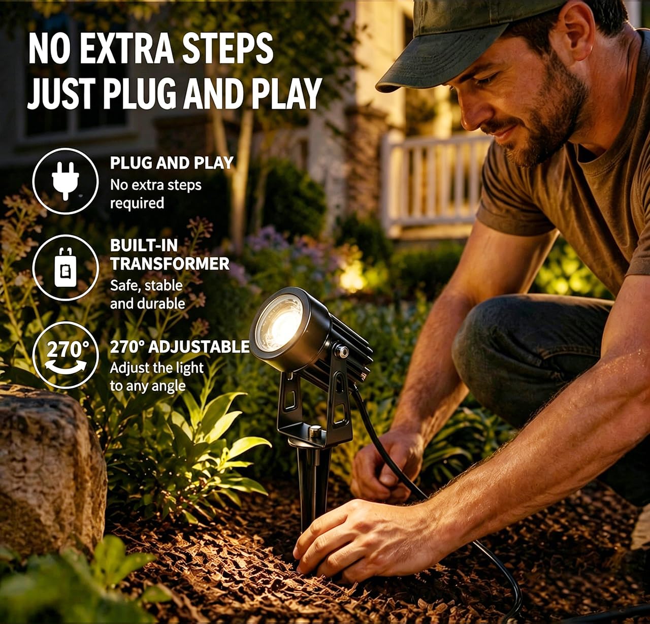 WISELUME RGBCW Smart Outdoor Landscape Lighting, 6 Pack Outdoor Spot Lights with Transformer, WiFi+Bluetooth App Control Garden Path Lights, Low
