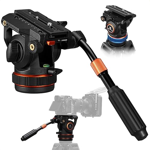 K&F CONCEPT Professional Fluid Head, Lightweight Fluid Video Head Silky-Smooth Stable Tripod Head Mount Max Load 17.6lbs/8kg, Net Weight 1.32KG Tripod