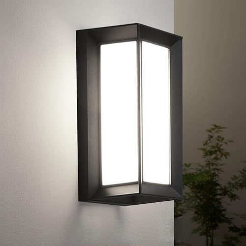 iYogaled Porch Lights Outdoor Light Fixture, 12W Black Exterior Light Fixtures Wall Mount, 3-Color-Temp Adjustable Wall Sconce, IP65 Waterproof