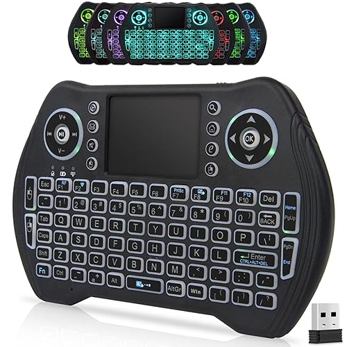 BL Mini Wireless Keyboard Remote Control with Touchpad Mouse Combo, Backlit 2.4GHz Mini Keyboard Wireless USB Dongle Rechargeable Li-ion Battery