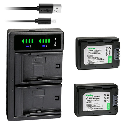 Kastar 2-Pack IA-BP210E Battery and LTD2 USB Charger Replacement for Samsung HMX-S15, HMX-S15BN, HMX-S15BP, HMX-S16, SMX-F40, SMX-F40BN, SMX-F40LN
