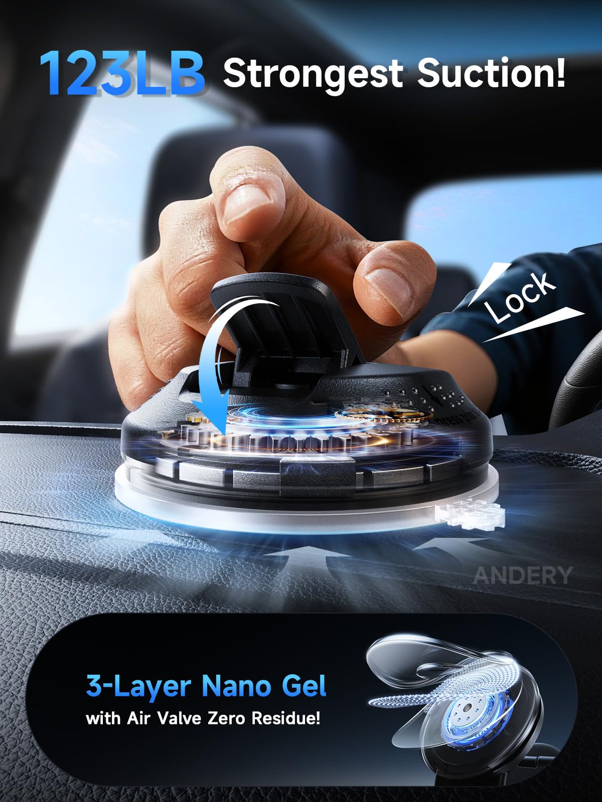 ANDERY Car Phone Holder for MagSafe [360° Adjustable Memory Alloy Arm | 2400gf Strongest Magnetic Power] Bendable Car Mount, Phone Holders for Your