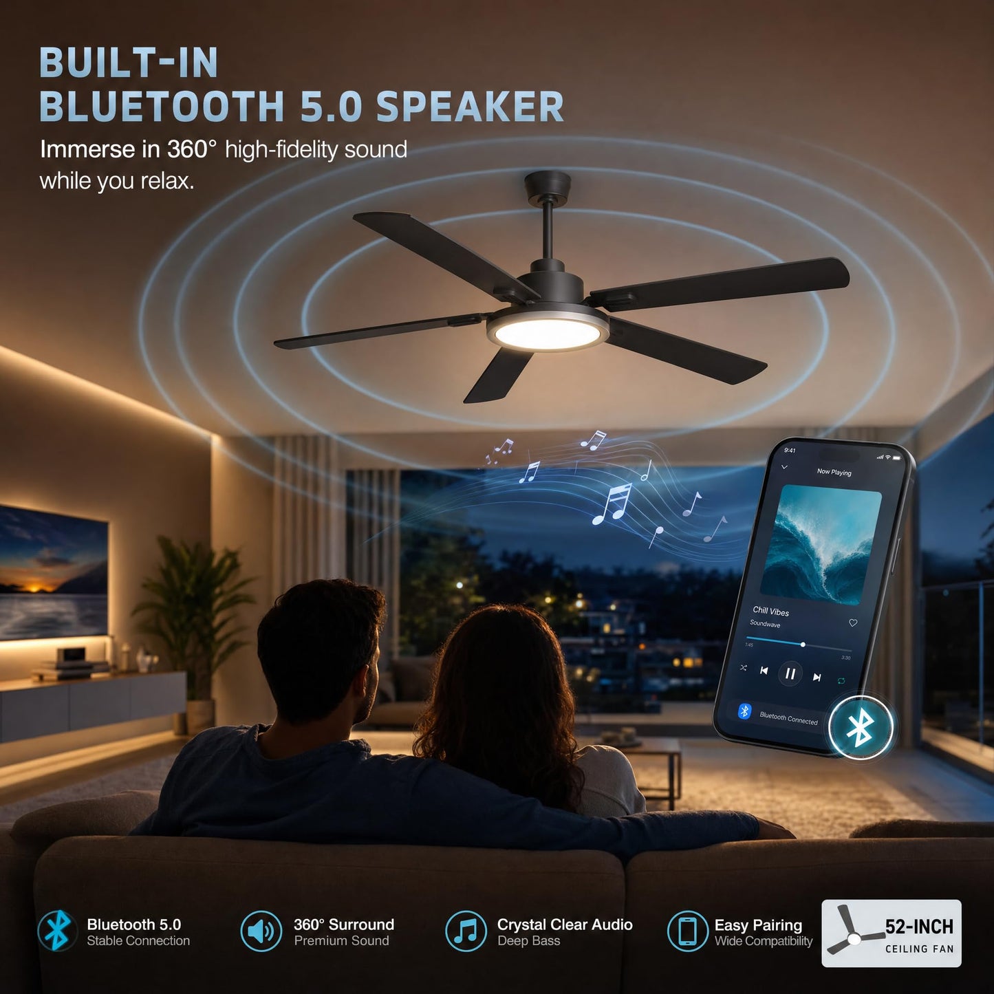 HOREVO Ceiling Fans with Lights with Remote