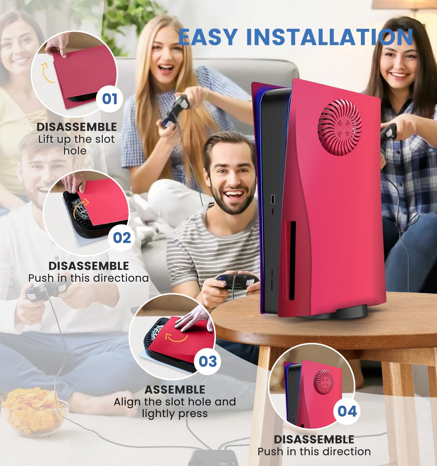 Wedorat Plate for ps5 Faceplate Cosmic Red Cooling Version Upgraded Turbo Vents Replacement Plate for PS5 Disc Edition Hard Shell Skin Plates Case ABS