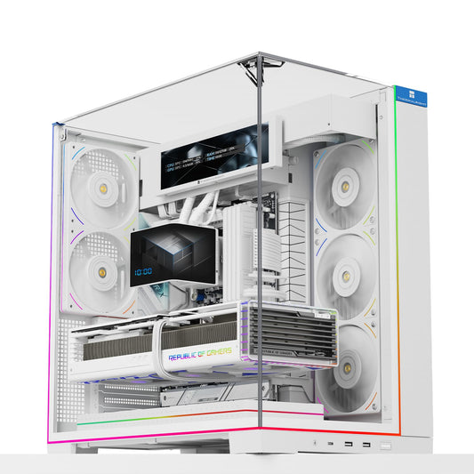 Thermalright A70 White ATX Gaming Case Three-Sided Column-Free Glass 8 CPU Fan Slots + Four-Way Airflow Tool-Free Quick Release Vertical Graphics Card