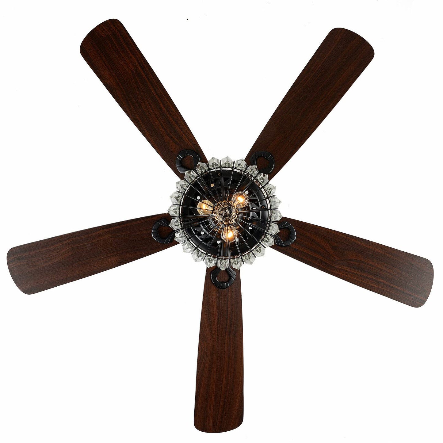 Kathring Modern Black Crystal Ceiling Fan with 52" Crystal Blades, Energy Saving Light, 3-Speed, Quiet Operation, Remote Control for Home/Indoor
