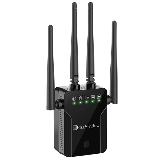 Blueshadow WiFi Extender AC1200 Dual Band Wireless Signal Booster with 2 Ethernet Port WPS Function Coverage Up to 1000 Sq.ft and 20 Devices WiFi