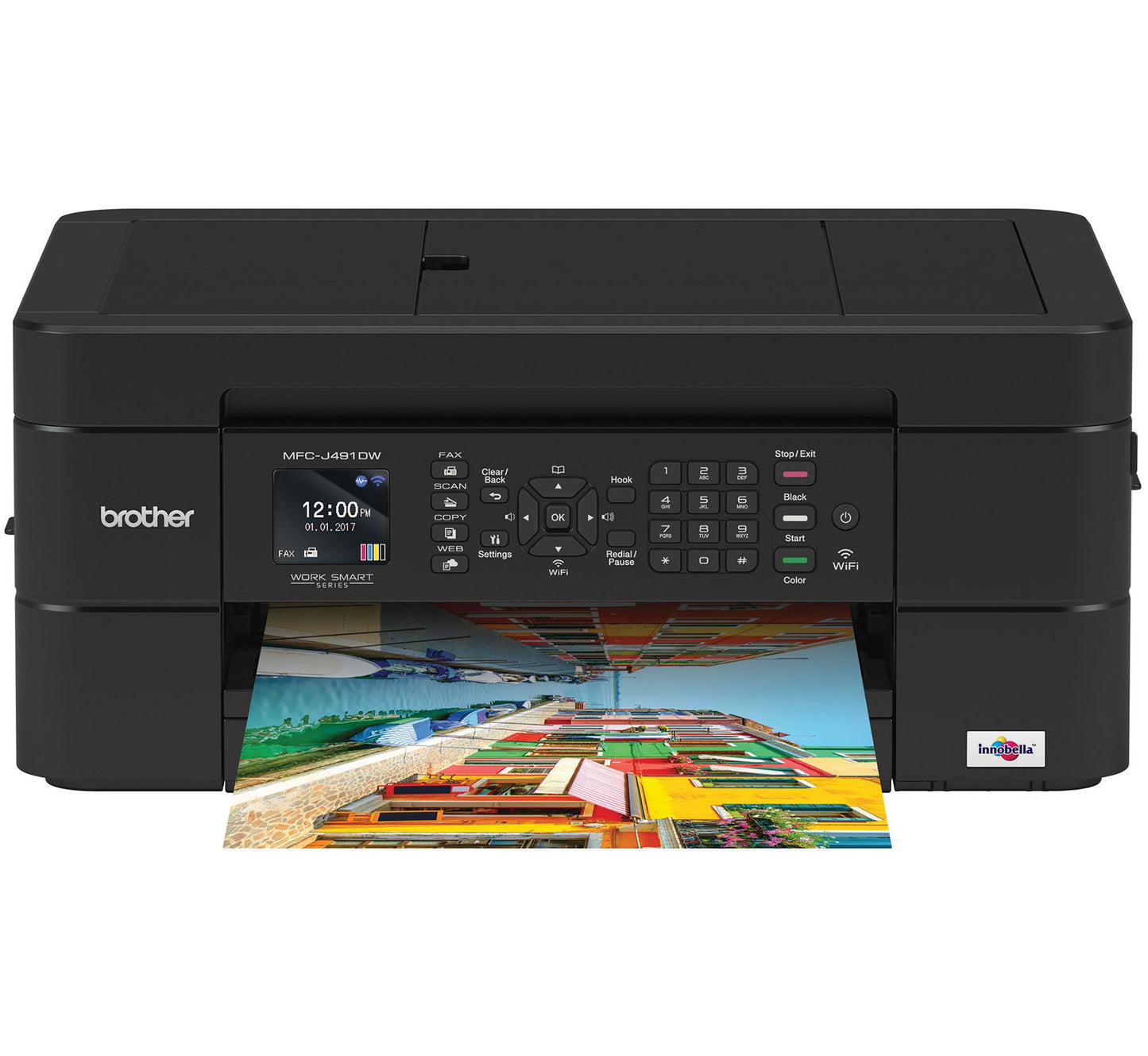 Brother Wireless All-in-One Inkjet Printer, MFC-J491DW, Multi-function Color Printer, Duplex Printing, Mobile Printing,Amazon Dash Replenishment
