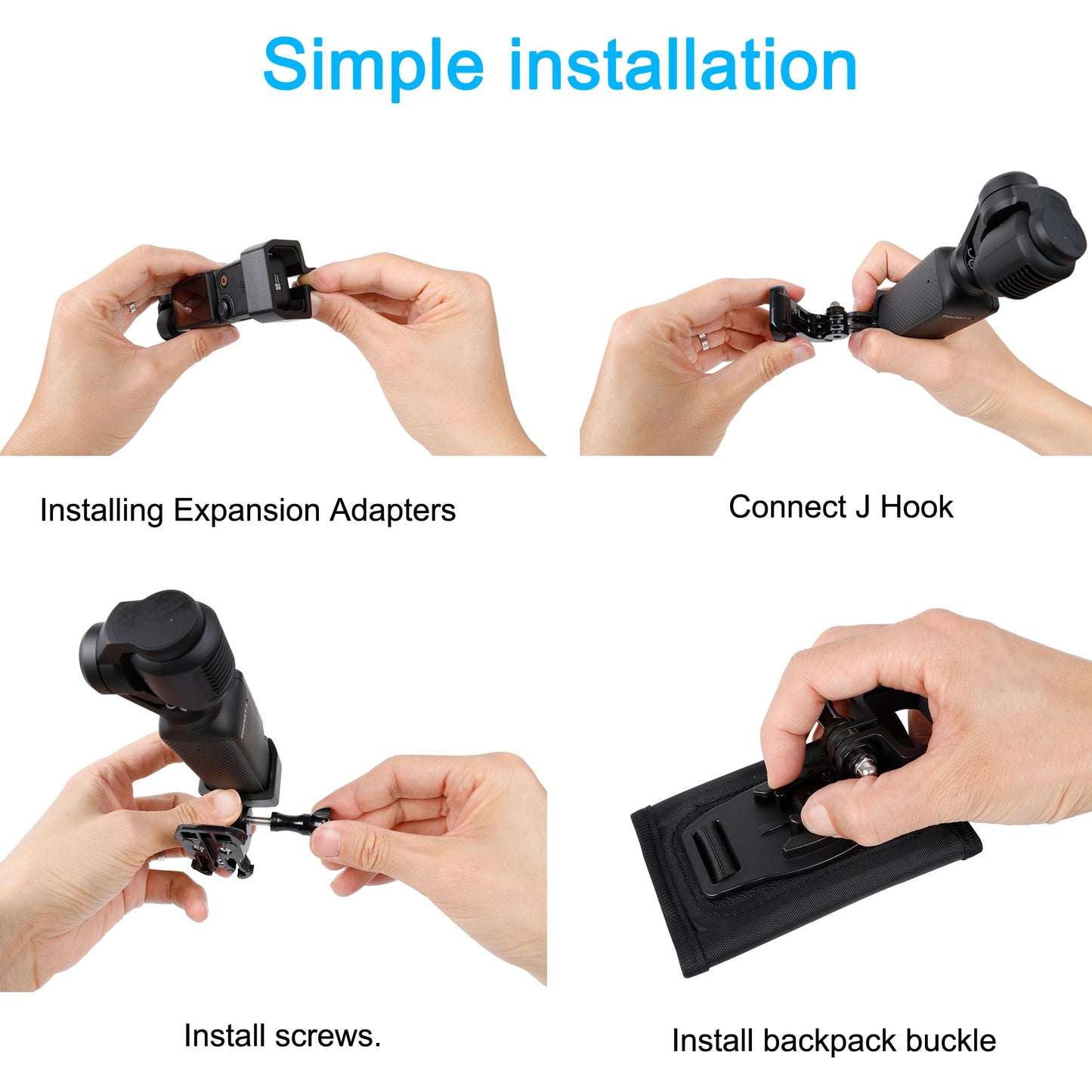 PellKing Backpack Mount for DJI Osmo Pocket 3 Camera, with Pocket 3 Expansion Adapter Accessories,Compatible GoPro Action Camera