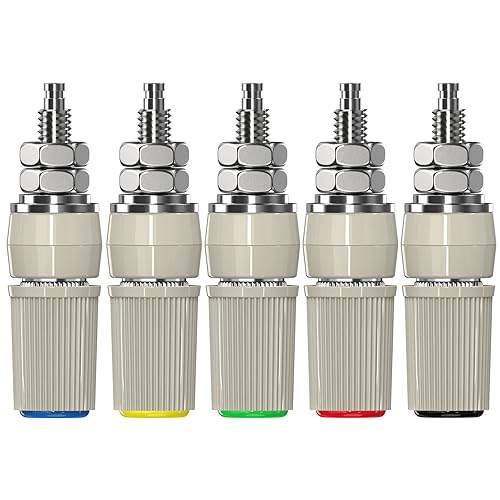 DIYhz Tin Brass Plated Insulated Binding Post Terminals Connectors for 5mm Banana Plugs Test Probe Conversion Amplifier Speaker 5PCS (Red, Yellow