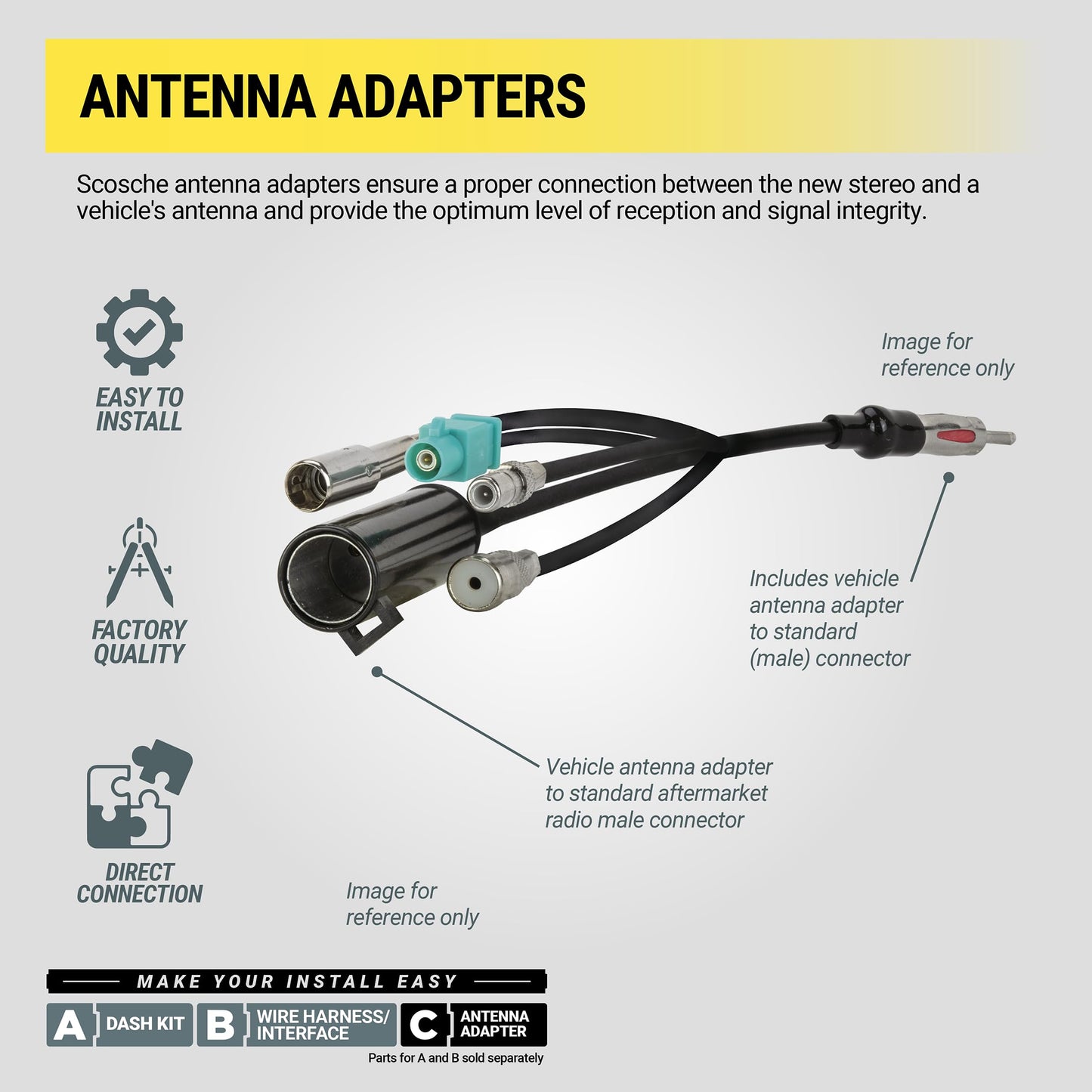 Scosche FDA18B Antenna Adapter for Aftermarket Car Stereo Compatible with Select 1995-07 Ford and Mercury Vehicles with Rear-Mounted Tuner - Car Radio