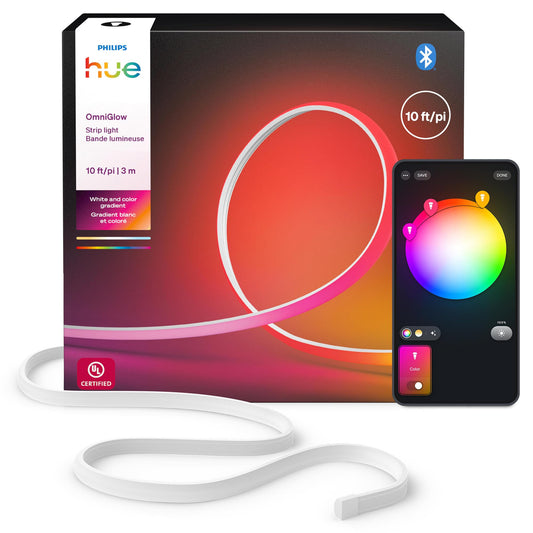 Philips Hue OmniGlow 9.8-Foot Micro LED Strip Light, 2700 lm, Vibrant Color and Ambiance, Flexible Indoor Lighting, Uniform Light, Cuttable, App