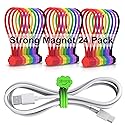 SOOOEC Magnetic Cable Ties, 24 Pack 7.2" Magnetic Cord Organizer Cute Cloud Design, Reusable Silicone Twist Ties with Strong Magnet for Bundling