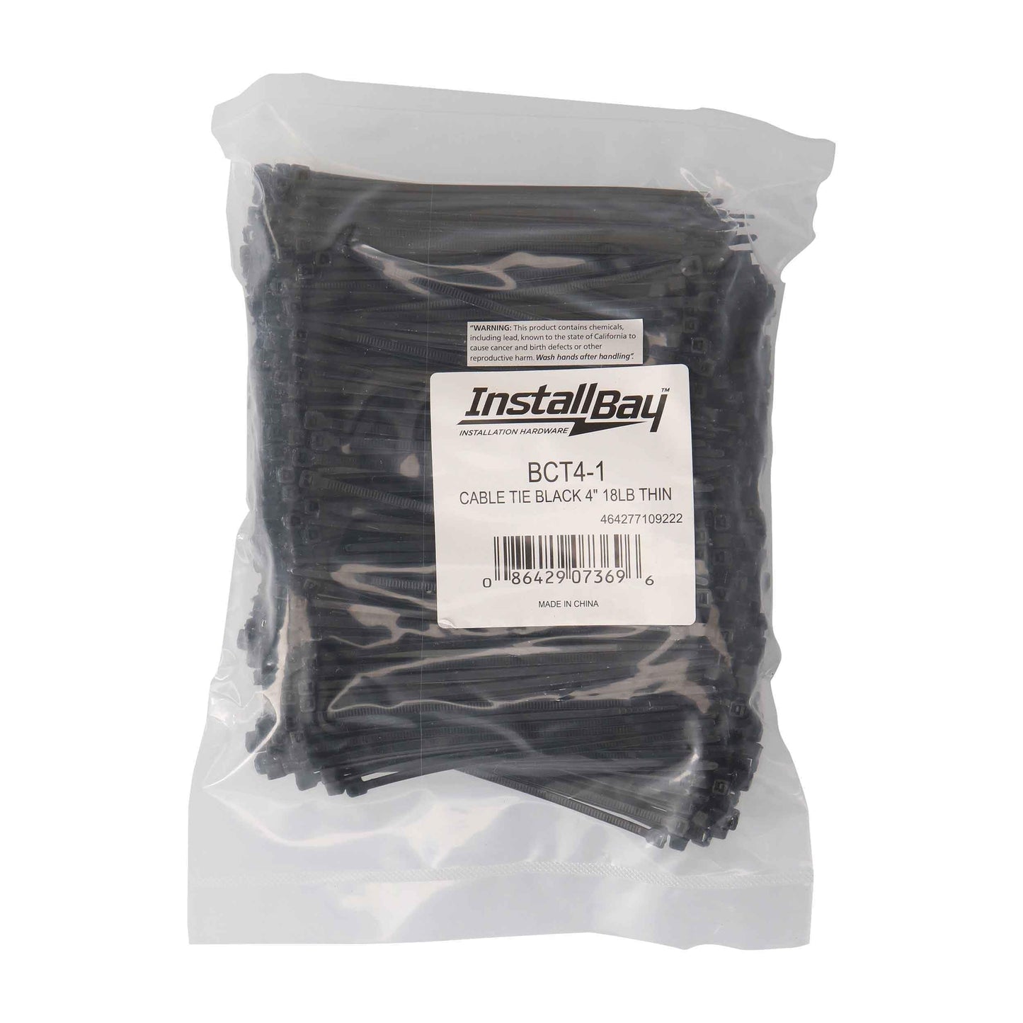 Install Bay BCT4-1 4-Inch 18-Pound Cable Tie, Black (1000-Pack)