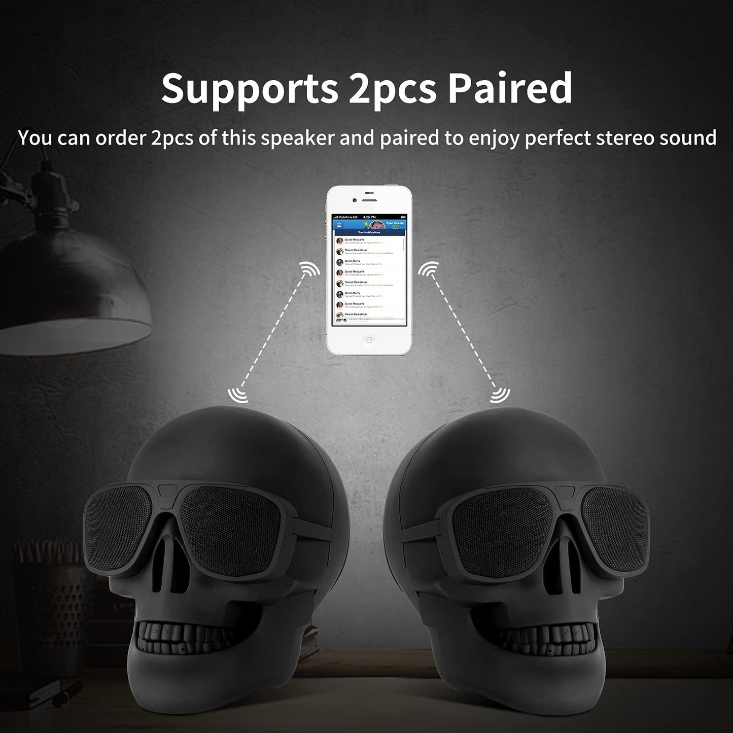 YSEECHENS Skull Speaker Wireless Portable Unique Skeleton Bluetooth Speakers Halloween Decorations for Gift Party Supports TF/USB Drive/AUX
