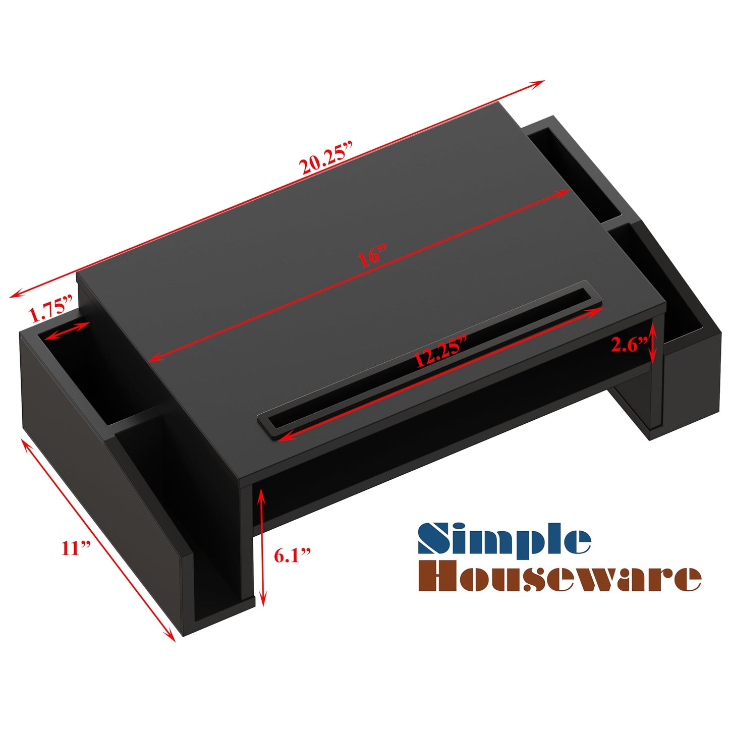 Simple Houseware Desk Monitor Stand Riser with Adjustable Organizer tray, Black