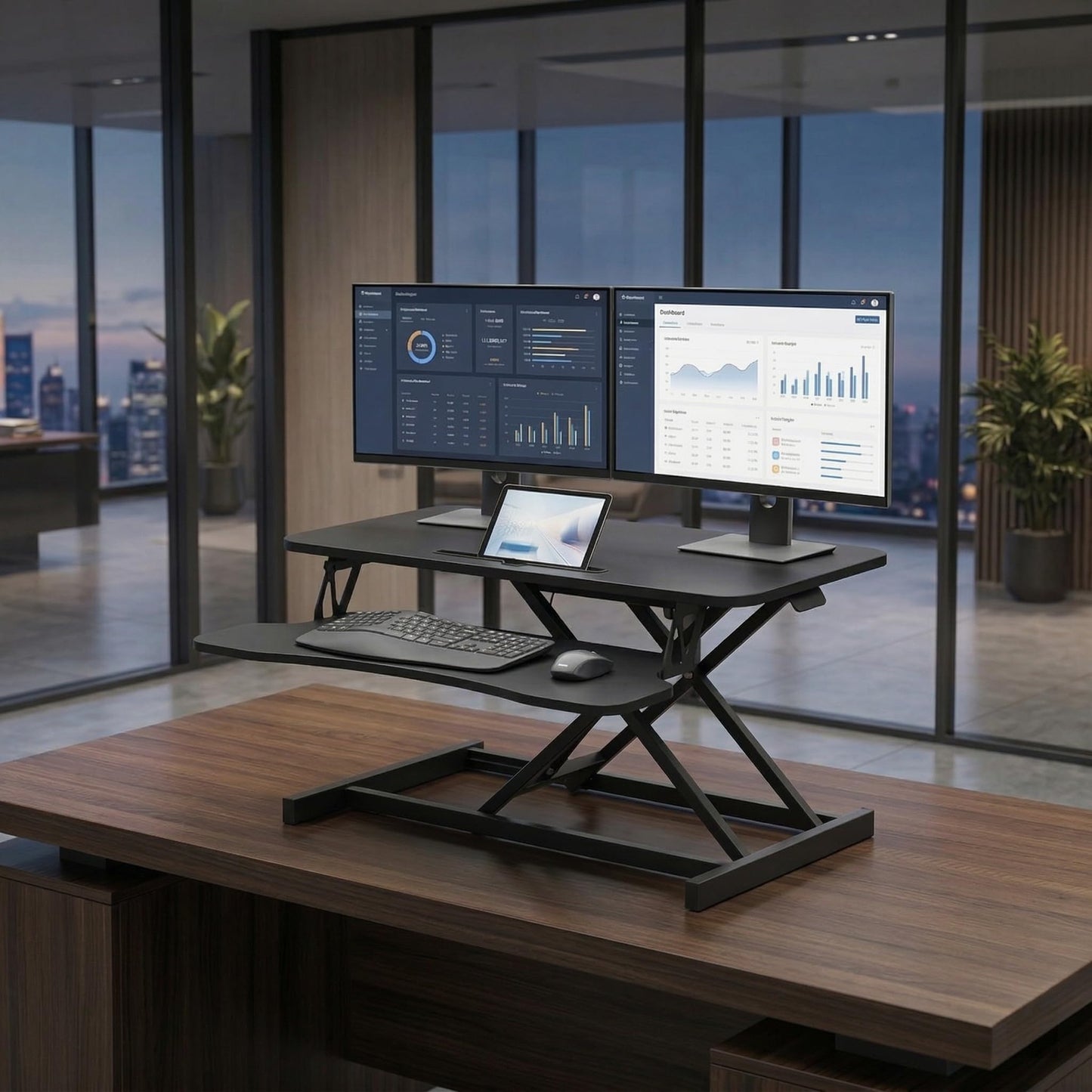 VENLUSUIR Standing Desk Converter 32" - Sit to Stand Desk Converter for Dual Monitors - Height Adjustable Desk Riser for Standing - Home Office