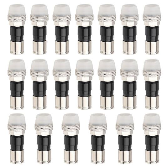 MOOKEERF RG6 Compression Connectors 20 Pack,F Type RG6 Connectors 75 Ohm,RG6 Coaxial Cable Compression Fitting with Weather Seal O Ring and Waterproof
