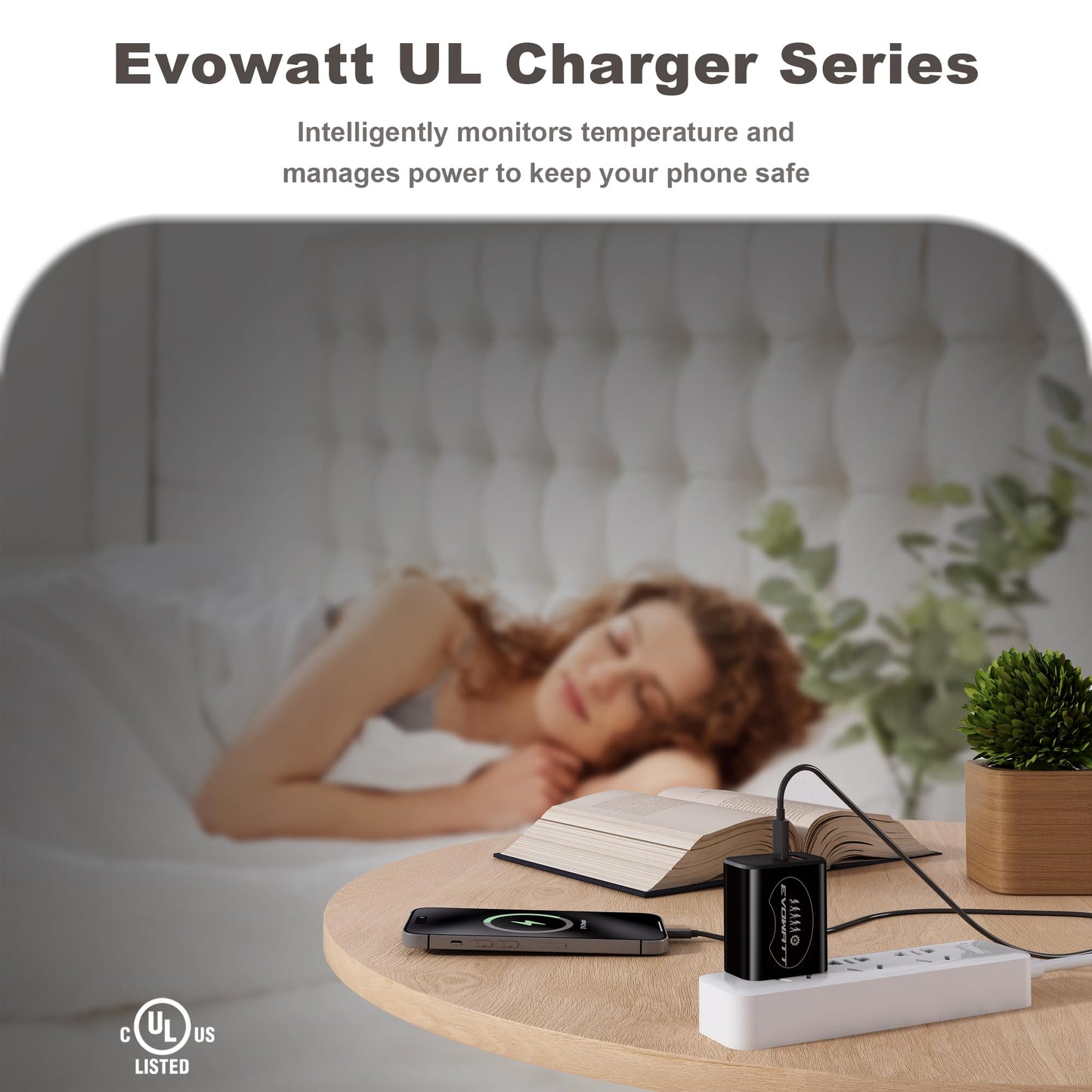 Evowatt USB C Wall Charger 20W with UL Certified,20W Dual Port Phone Charger Adapter Block Power Delivery Quick USB C Charging for iPhone 16/16
