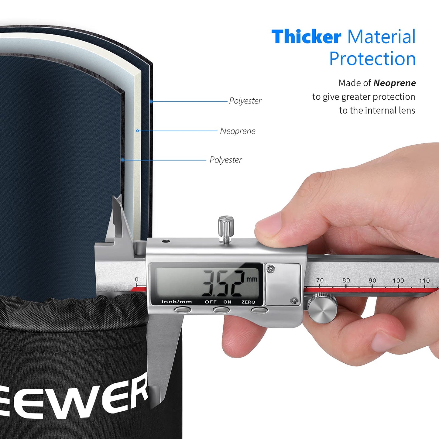 Neewer 4X Lens Case Lens Pouch Bag with Thick Protective Neoprene for DSLR Camera Lens (Fit for Canon, Nikon, Sony, Olympus, Panasonic) Includes