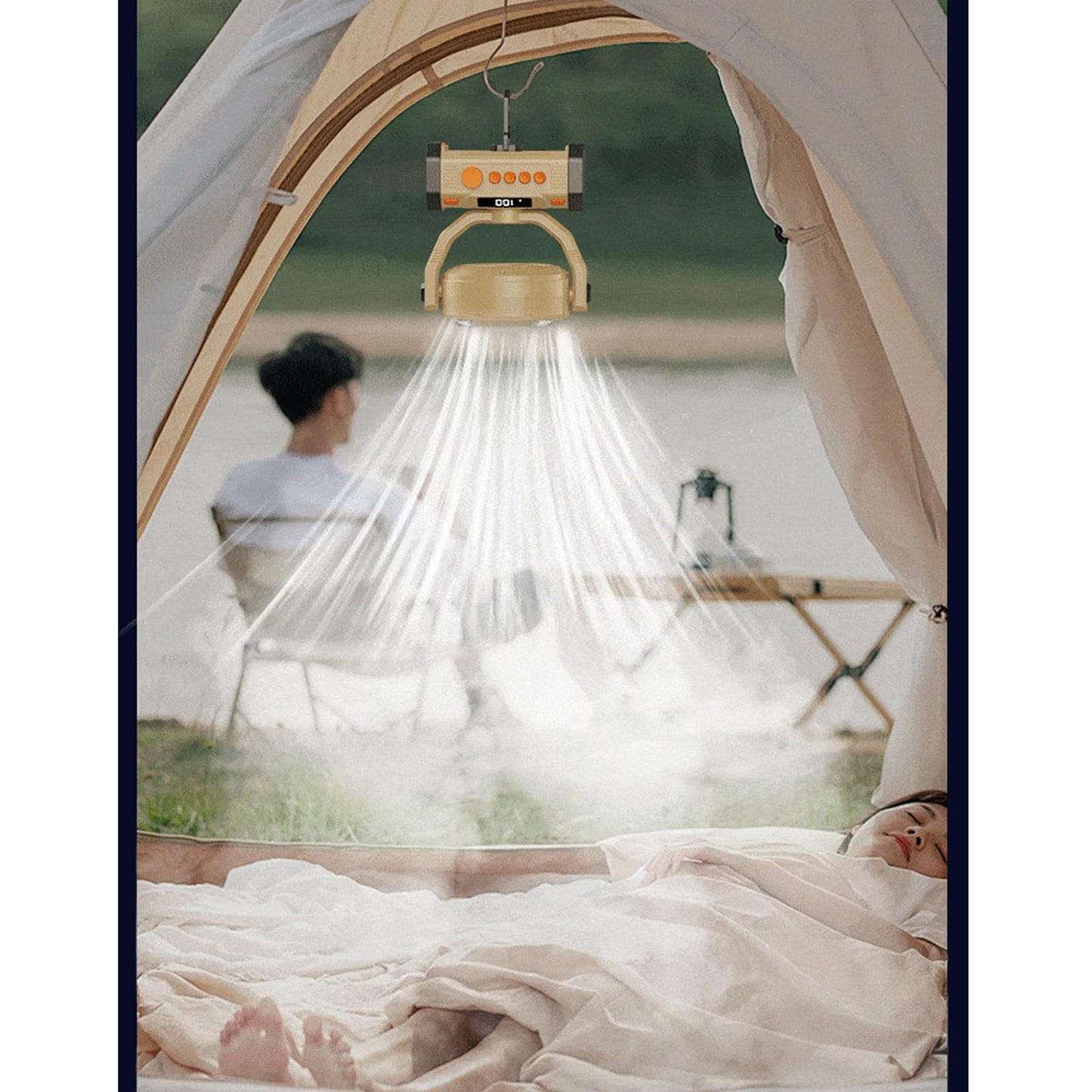 YUHANG Camping Fan Rechargeable Battery Powered - 40000mAh,Infinitely Adjustable Speed, 180° Rotating Fan Head,LED Lighting, With Timer,Remote