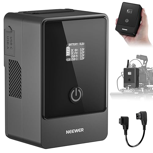 Neewer Mini V Mount Battery 6800mAh 99Wh, Two Way 100W USB C PD 3.0 Fast Charging, 2.5h Fully Charged, 6 Ports/OLED for Video Camera Camcorder